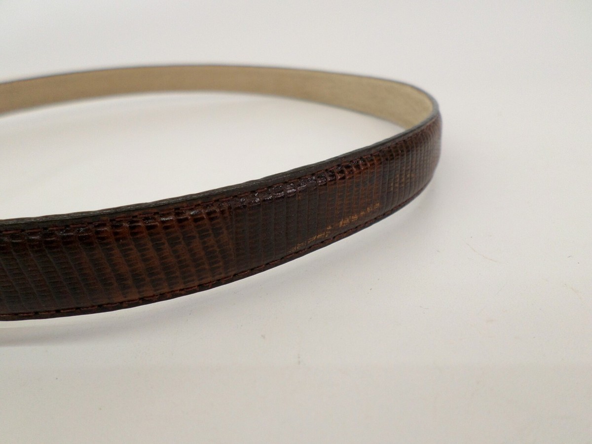 Nicole Miller Belt Small 33” Long Lizard Print Italian Leather Brown Reptile Belt 90s - Etsy main image 2
