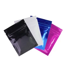 100/500 Mini Zipper Seal Baggies 2.5x3.5" Colored Mylar Foil Clear Window Bags