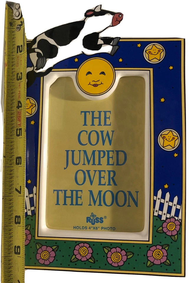 RUSS Ceramic Cow Jumped Over the Moon Nursery Rhyme Photo Frame For 4" X 6" NEW - Image 4 of 4
