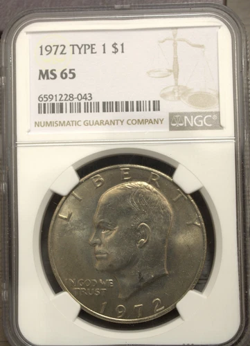 1972 Type 1 Eisenhower "Ike" Dollar NGC MS 65 Lot 200
