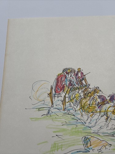 MARJORIE REED DRAWING LISTED FAMOUS Book Sketch BUTTERFIELD STAGECOACH rare - Picture 4 of 12