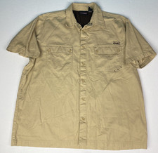 Dickies Men  s 2XL Shirt Tan Khaki Button Up Short Sleeve Cotton Collared Casual