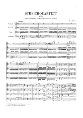 String Quartets Op. 59, 74, 95 Study Score