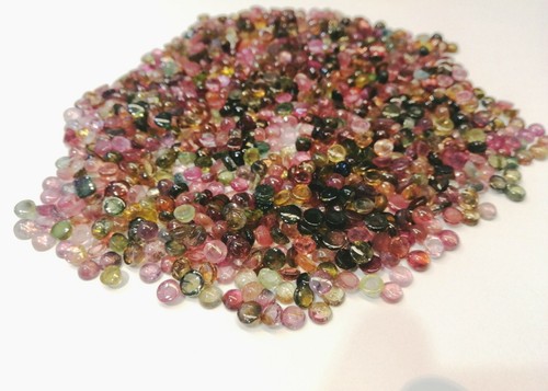 100Cts Beautiful Color Natural Multi Color Tourmaline 5mm Round Cab Lot...!!!!  - Bild 3 von 4