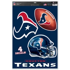 HOUSTON TEXANS 4-PACK MULTI USE REMOVABLE REUSABLE DECALS WINCRAFT 👀