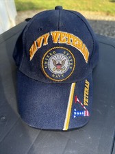 U.S. Navy Veteran, Emblem, Red/White/ Blue "V" veteran on bill, navy blue T3 