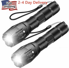 Super-Bright LED Tactical Flashlight 5 Modes Zoomable 2-Pack