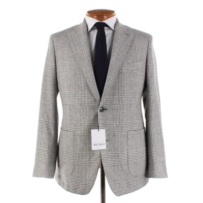 Atelier Munro NWT Wool / Alpaca Blend Sport Coat Size 52 (42 US) In Gray Plaid