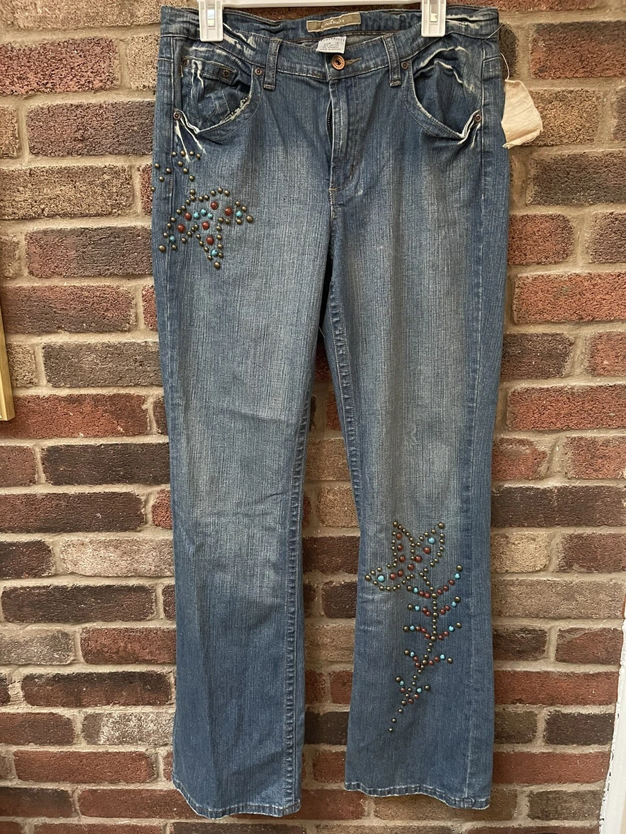 Z Cavaricci Jeans Bootcut Mid Rise Size 12 Flower Design New Tags