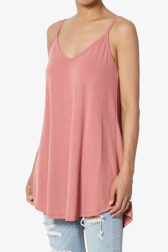TheMogan Women's Scoop V Neck Stretch Draped Jersey Flared Camisole Tunic Top - Picture 29 of 302