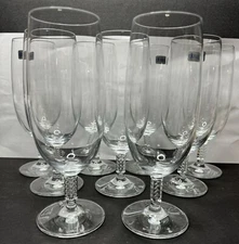 Schott Zwiesel Escapada Footed Pilsner Glasses, Decorative Square Stem Set of 9