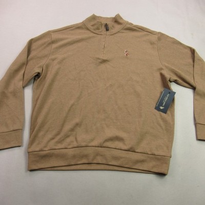 US Polo Assn Pullover Mens XL Long Sleeve 1/4 Zip Casual Casual Tan