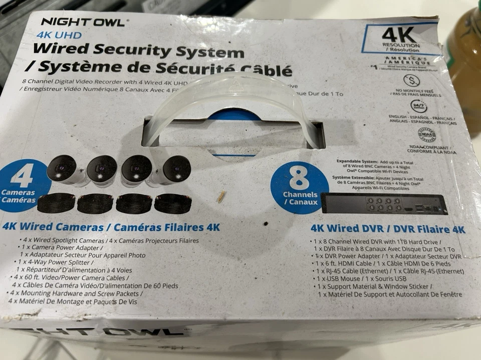 NIGHT OWL WIRED SECURITY SYSTEM 4 CAMERA 12 CHANNELS DVR 1TB 4k New - Image 2 of 2