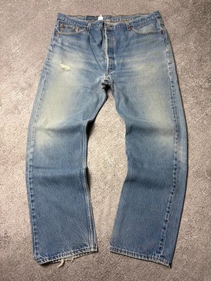 Levi s 501XX Made in USA Original Jeans Herren W44 L36 Blau Denim Faded Distressed