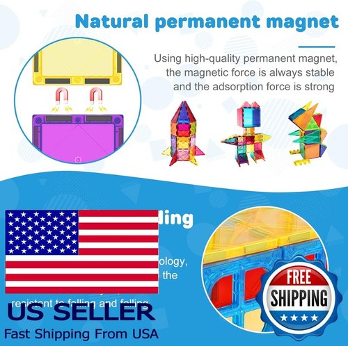 Magnetic Building Tiles for Kids, STEM Montessori Construction Toys Ages 3-8 - Picture 4 of 7