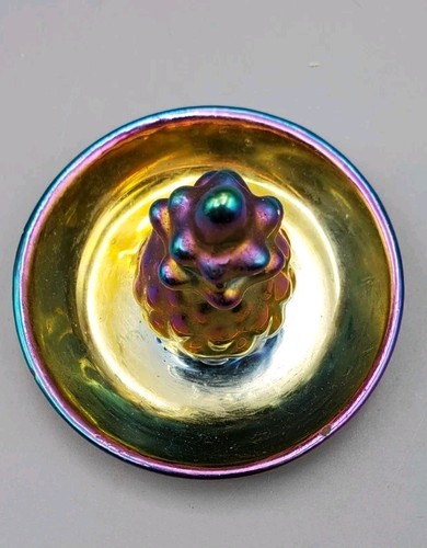 Iridescent Carnival Glass Pineapple Ring Trinket Dish - Picture 3 of 7