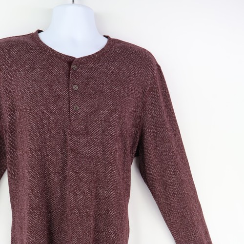 Structure Long Sleeve Henley Shirt Slim Fit Mens Sz XXL Maroon Geometric Cotton - Picture 6 of 8