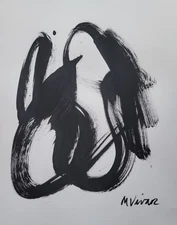 MONA VIVAR Original 11x14 Minimal Black and White Abstract Fine Art Painting