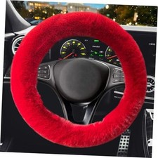 Fluffy Car Steering Wheel Cover,Steering Wheel Cover for Women Soft Plush Red