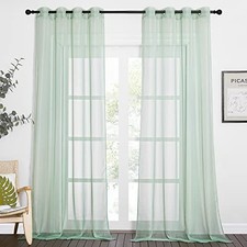 Sheer Curtains 90 inch Long 2 Panels Set, 54"W x 90"L Pack of 2 Sage Green