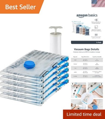 Durable Clear Vacuum Compression Bags - 5-Pack for Clothes & Linens (32x24)