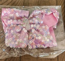 Hair Bow for Girls 8 Inches Sequins Large Alligator Clip Pink Sequins