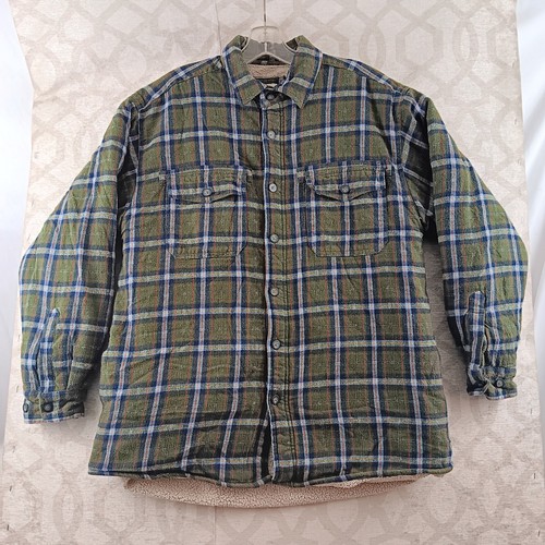 Levis Jacket Shacket Mens Large Green Sherpa Plaid Heavy Construction Full Zip - Picture 1 of 9