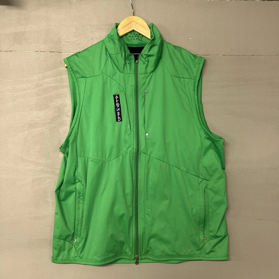 Chaleco polar de rendimiento con cremallera completa RLX Ralph Lauren para hombre - verde neón, talla XL Foto 2 de 4