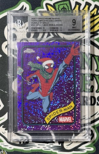 2025 Topps Chrome Marvel Spider-Man Employee Exclusives Purple Sparkle /75 BGS 9