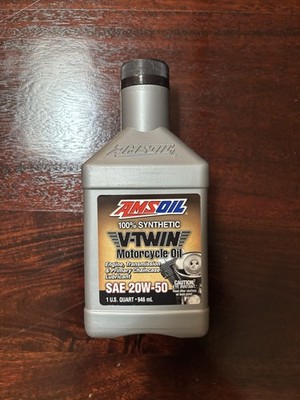 AMSOIL 100 % Synthetic V-Twin Motorcycle Oil  SAE 20W-50 Made In USA *(8 PACK)*