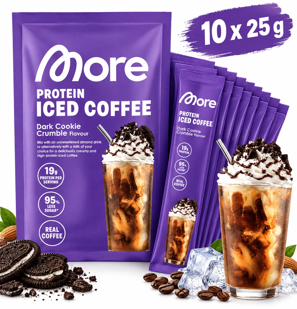 10x25g - More Protein Iced Coffee - Dark Cookie Crumble - MHD 31.05.2027 - Bild 1 von 2
