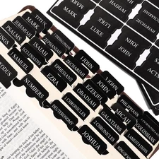 Black Bible Tabs for Men - Paper Index Tabs for Scripture Study & Chapter Marker