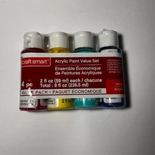Craft Smart  Acrylic Paint Value 4 pc Set NEW Sealed 60ml (2 oz) each