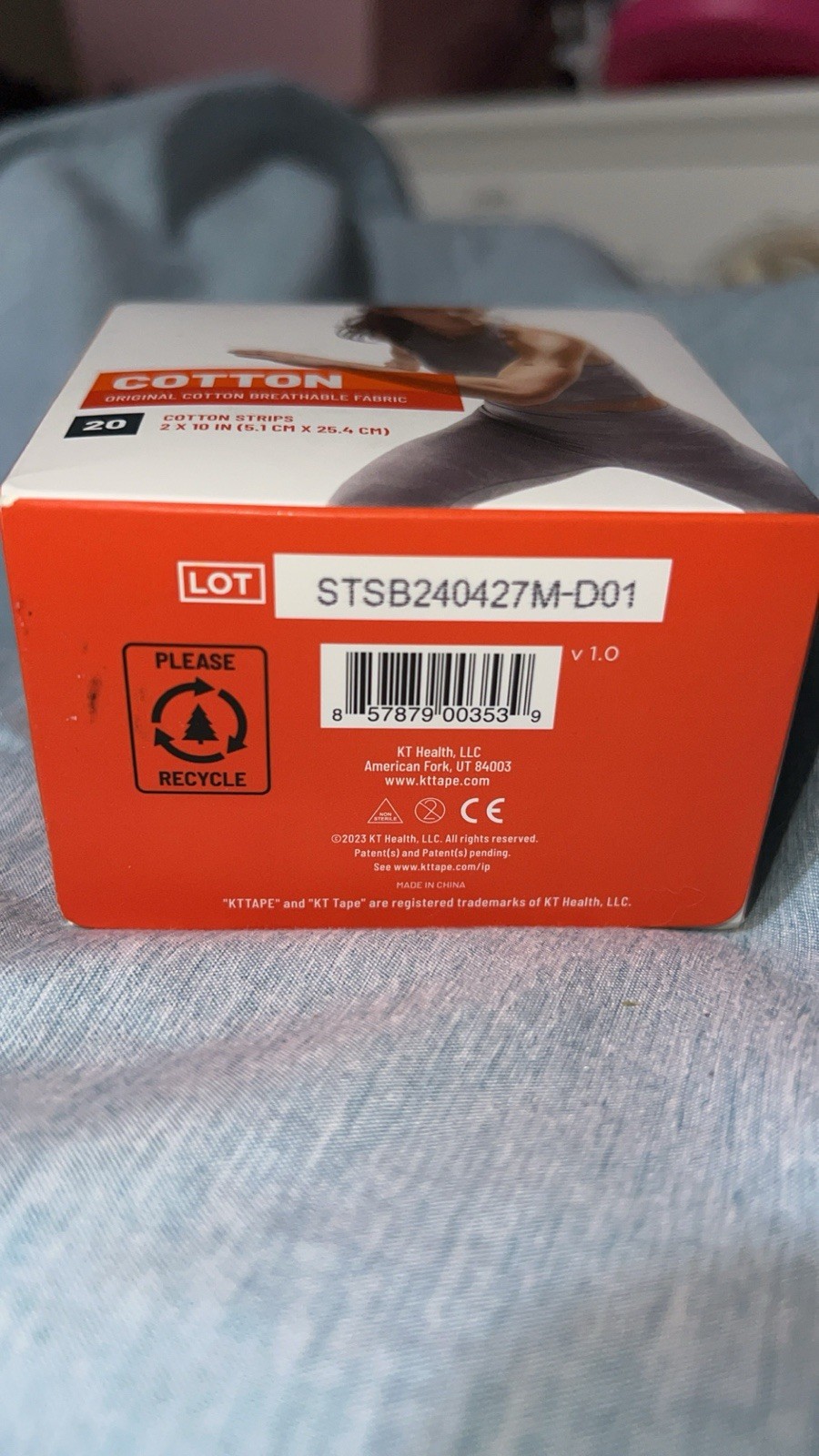 KT Tape Cotton Elastic Kinesiology Athletic Tape 20 Count 10” Precut Strips