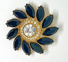 Vintage CAROLINA HERRERA Rhinestone Flower Sparkling Starburst Brooch New