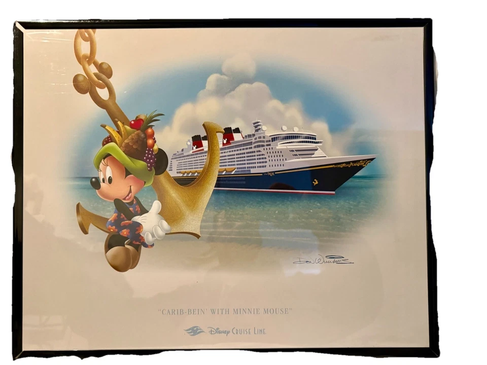 迪士尼邮轮加勒比海带米妮老鼠艺术印刷稀有带框船舶装饰 — 第 2/4 张图片