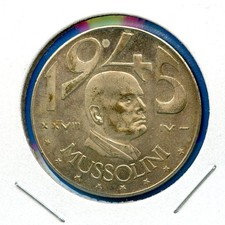 1945 Fantasy 20 Lire Tribute Token Twenty Lira Vintage Mussolini Italia Coin