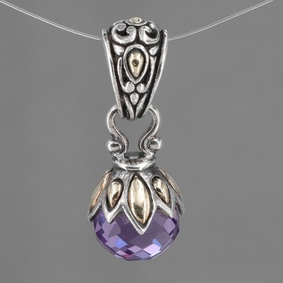 John Hardy Small Sterling Silver & 18K Gold Batu Sari Amethyst Pendant
