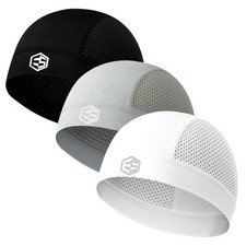 3Pcs Breathable Mesh Skull Caps for Men , Quick Dry Lightweight Sweat Under H...