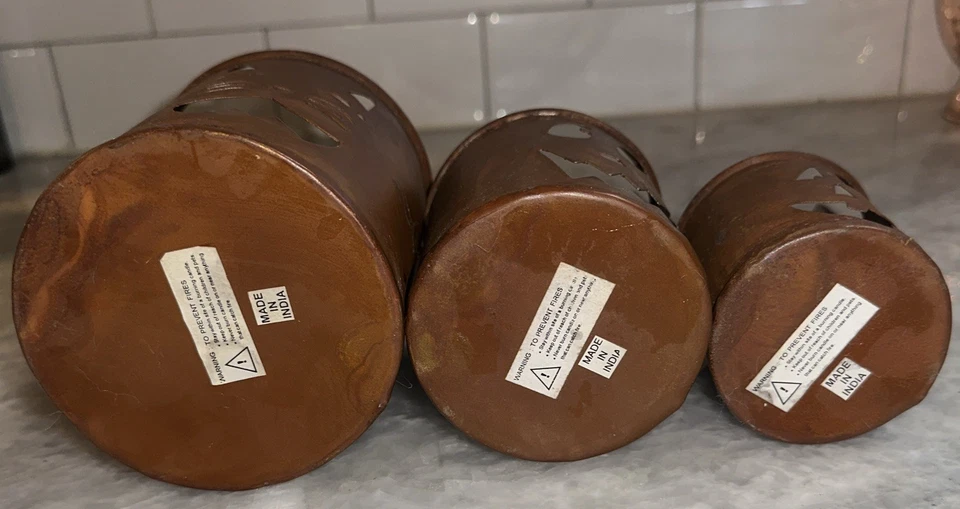 3 Metal Halloween Jack O' Lantern Calabaza Tealight Hosley Foto 2 de 3