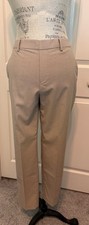 UNIQLO Flat Front Fuax Zip Font Elastic Waist Beige Trouser Pants Size S (26-27)