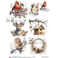 Snowy Animals | A4 Rice Paper | Paper for Decoupage | AB Studios | Christmas