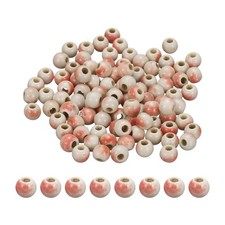100Pcs 6mm Round Ceramic Porcelain Beads, Red White