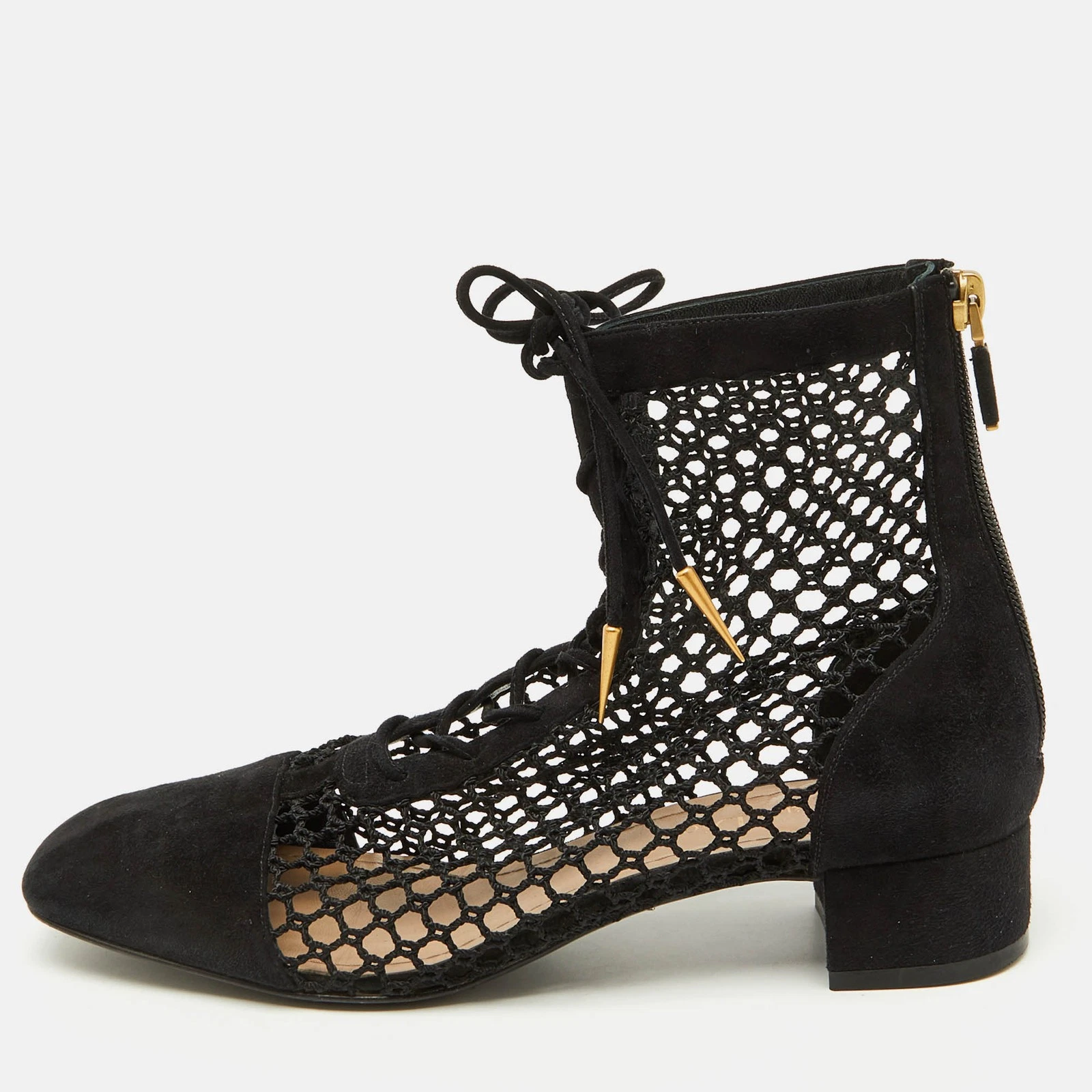 Bottines Dior noires en daim et maille coquines D pointure 37