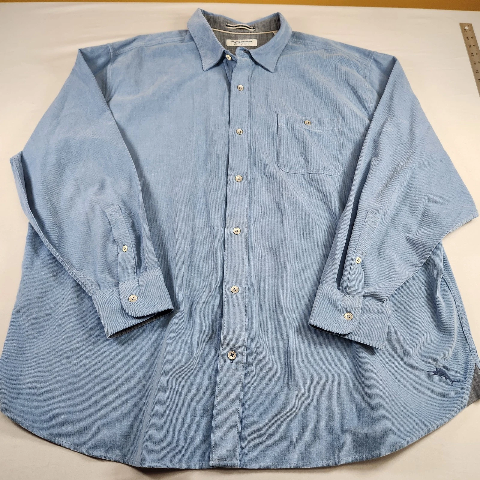 Tommy Bahama Coastline Cord Shirt Mens 2XLB Big Light Blue Long Sleeve Corduroy
