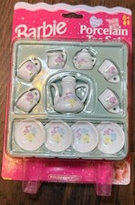 New Barbie Porcelain Tea Set 1998 Sealed NOS Flowers 10830