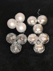 12 Glass Baubles Christmas Tree Hanging Decorations Clear Silver White 5.5cm