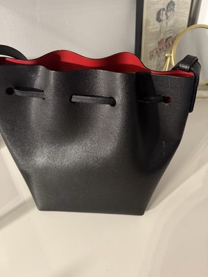 MANSUR GAVRIEL Black & Red Drawstring Bucket Shoulder Bag for
