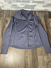 Layer 8 Women Jacket Mock Neck Full Zip Active Thumb Holes Medium Purple 