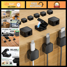 12 Magnetic Cable Clips - Black, Organize Cords, Tidy Up Your Workspace, Strong